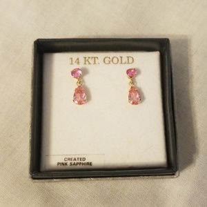 14K Gold Pink Sapphire Earrings